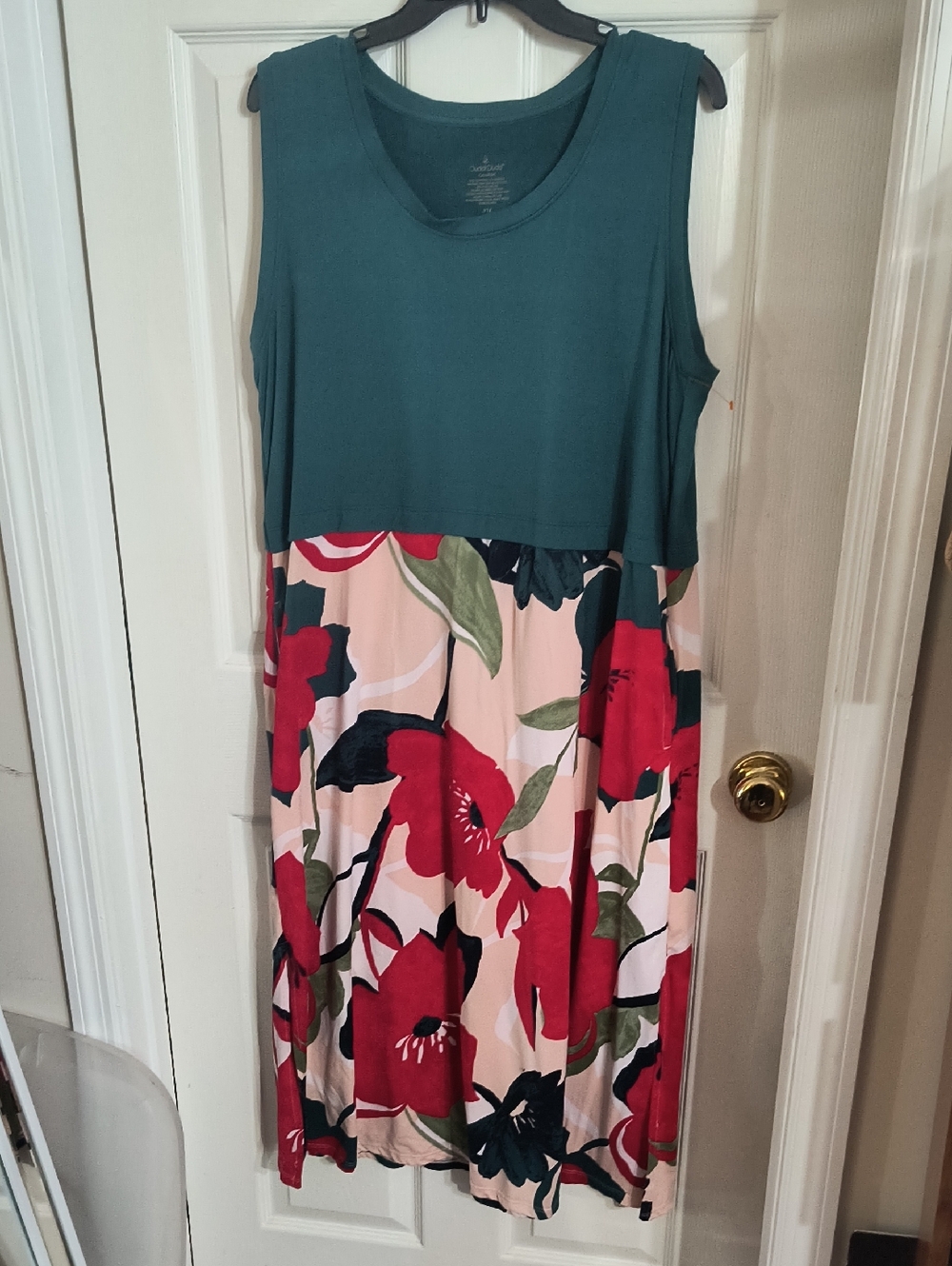 Cuddl Duds Green And Floral Comfort Flexwear Dress